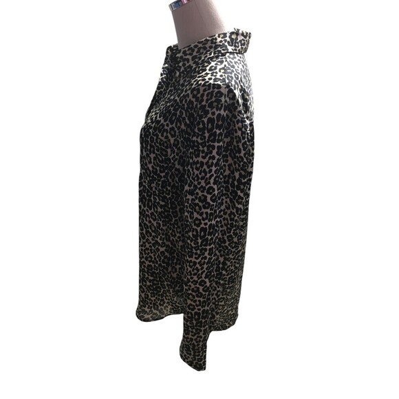 Equipment Top Women's Size Medium Beige Cheetah Print Button Up Long Sleeve - Picture 5 of 7